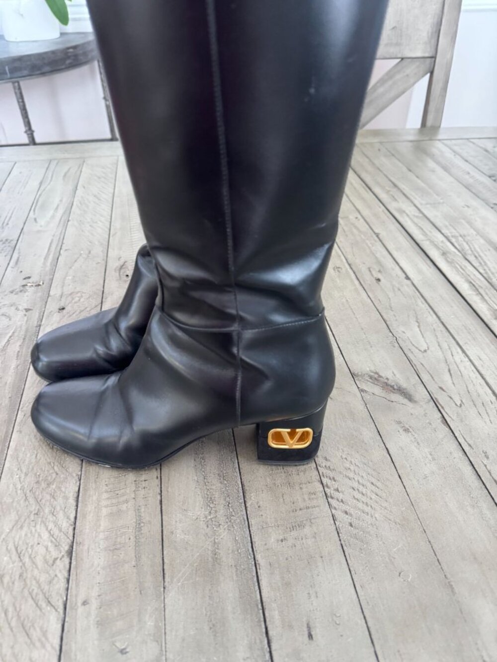 Valentino Garavani Heritage Calfskin Leather Knee High Boots 60mm Black 38.5 - Picture 5 of 12